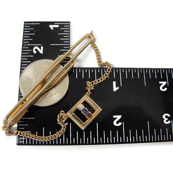 "FLT" Swank Tie Bar Chain Gold Tone Vintage Men Dress Accessories - Picture 7 of 13